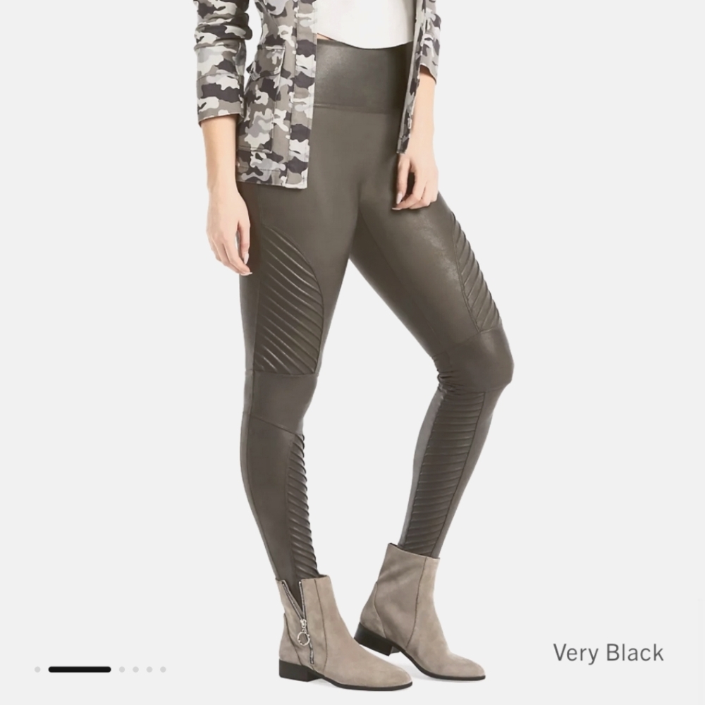 Spanx faux leather moto leggings (black)